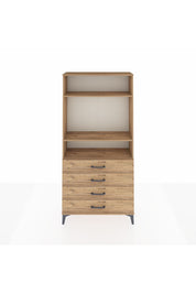 Arges Dolap 3 Raflı 4 Çekmeceli 88x30x182 Çam-Çam