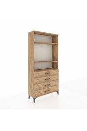 Arges Dolap 3 Raflı 4 Çekmeceli 88x30x182 Çam-Çam