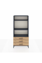 Arges Dolap 3 Raflı 3 Çekmeceli 88x30x182 Antrasit-Çam