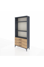 Arges Dolap 3 Raflı 3 Çekmeceli 88x30x182 Antrasit-Çam