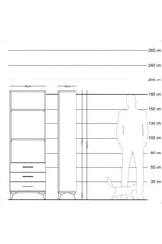 Arges Dolap 3 Raflı 3 Çekmeceli 88x30x182 Antrasit-Çam