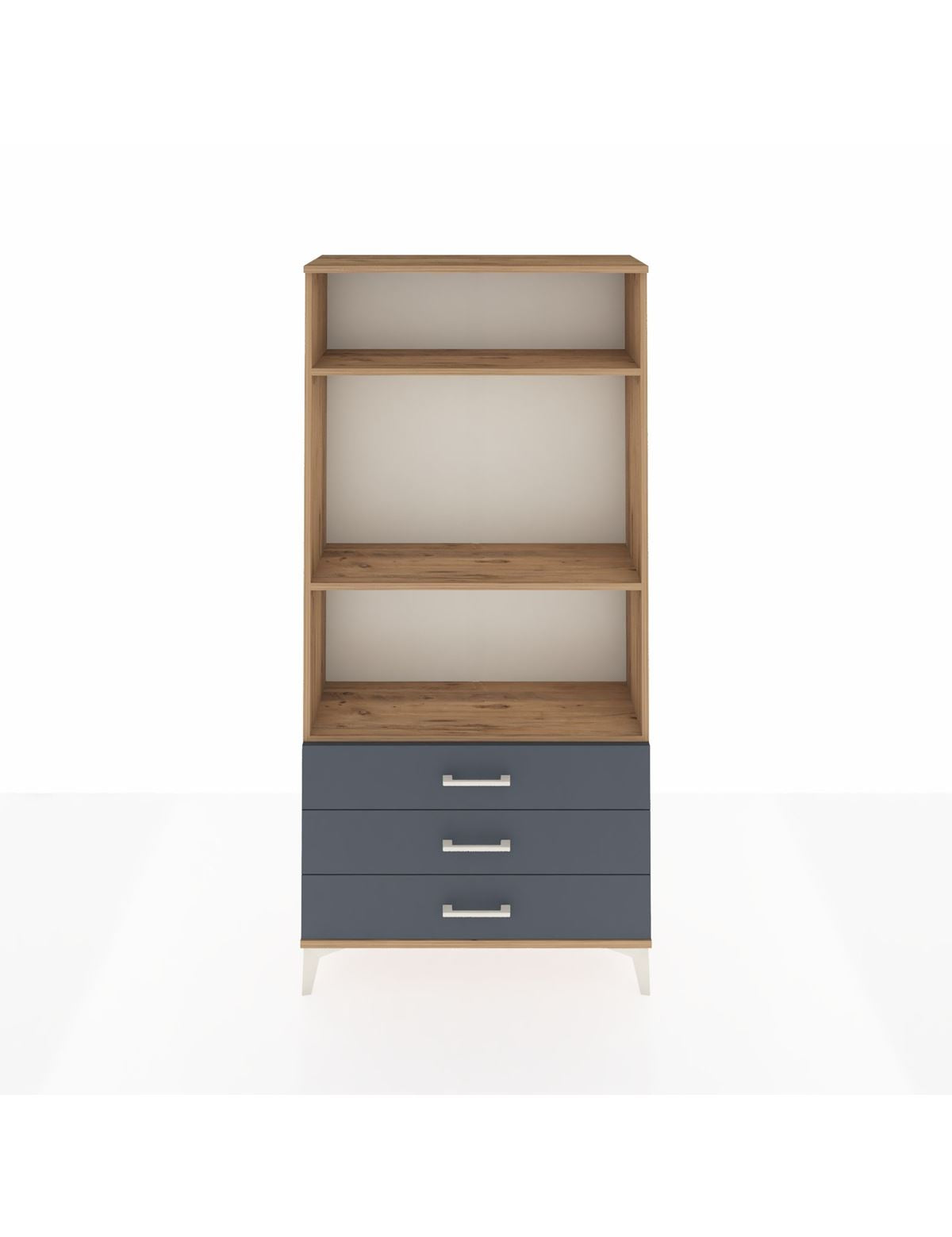 Arges Dolap 3 Raflı 3 Çekmeceli 88x30x182 Çam-Antrasit