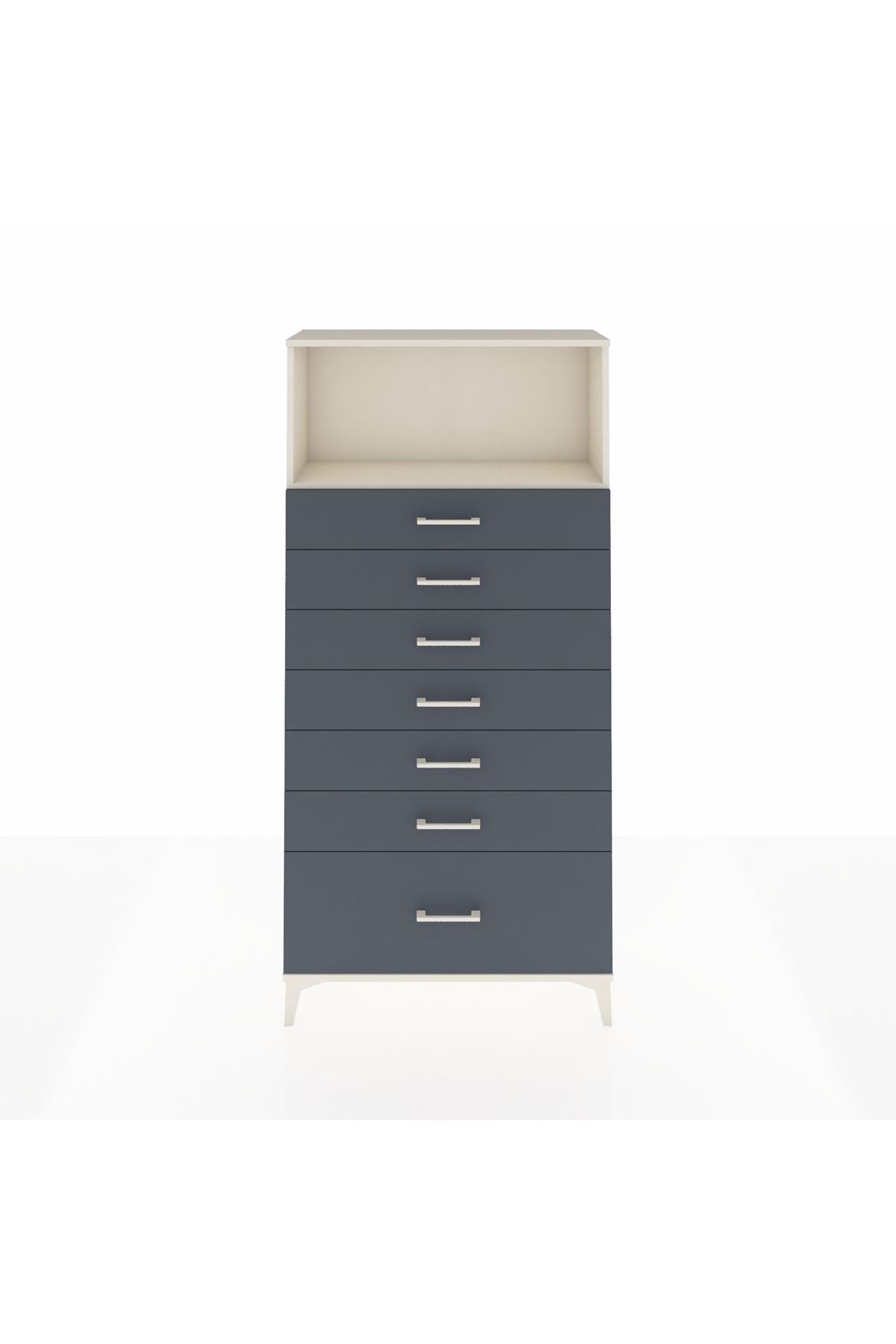 Arges Dolap Tek Raflı 7 Çekmeceli 88x30x182 Aytaşı-Antrasit