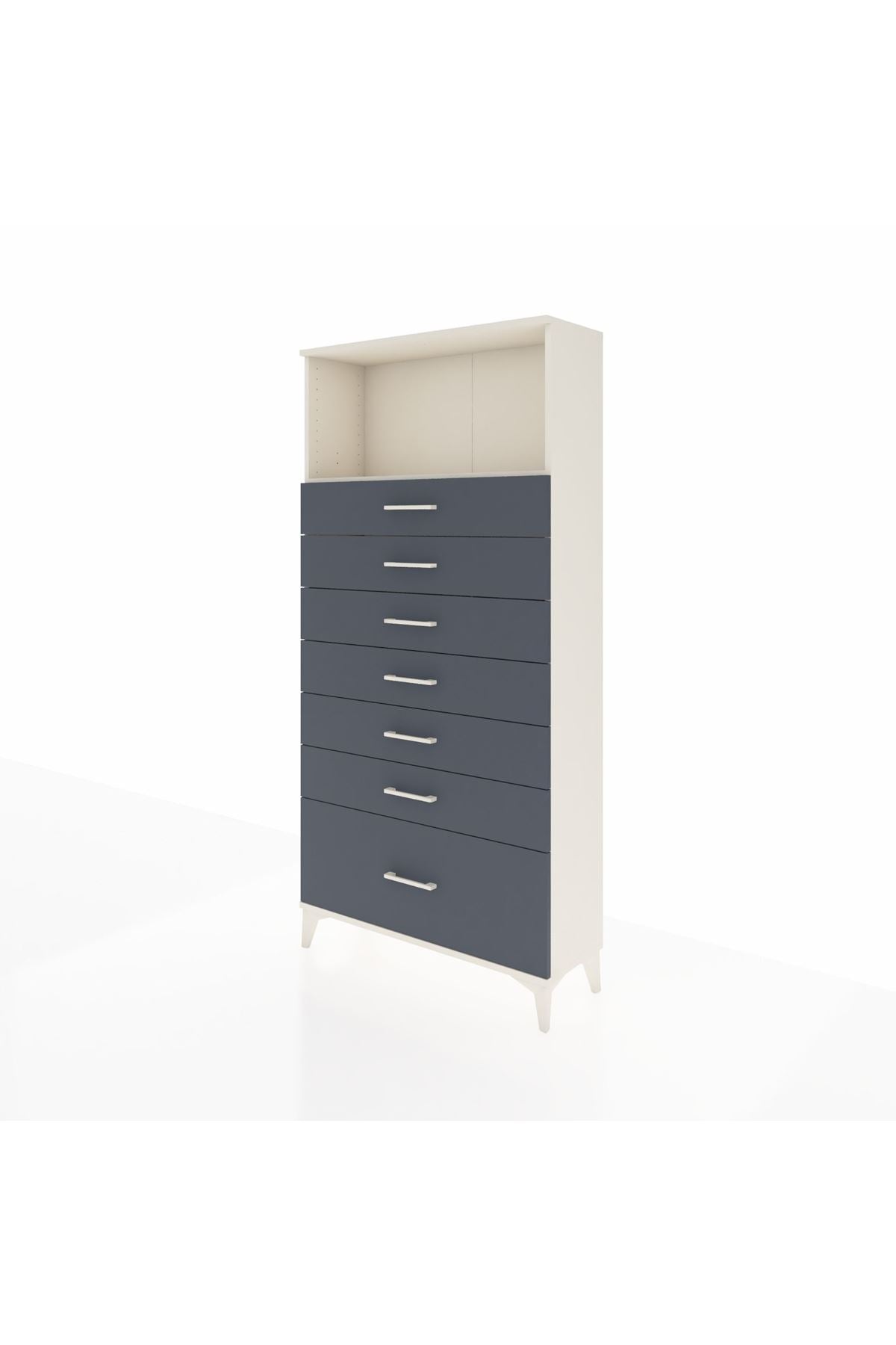 Arges Dolap Tek Raflı 7 Çekmeceli 88x30x182 Aytaşı-Antrasit