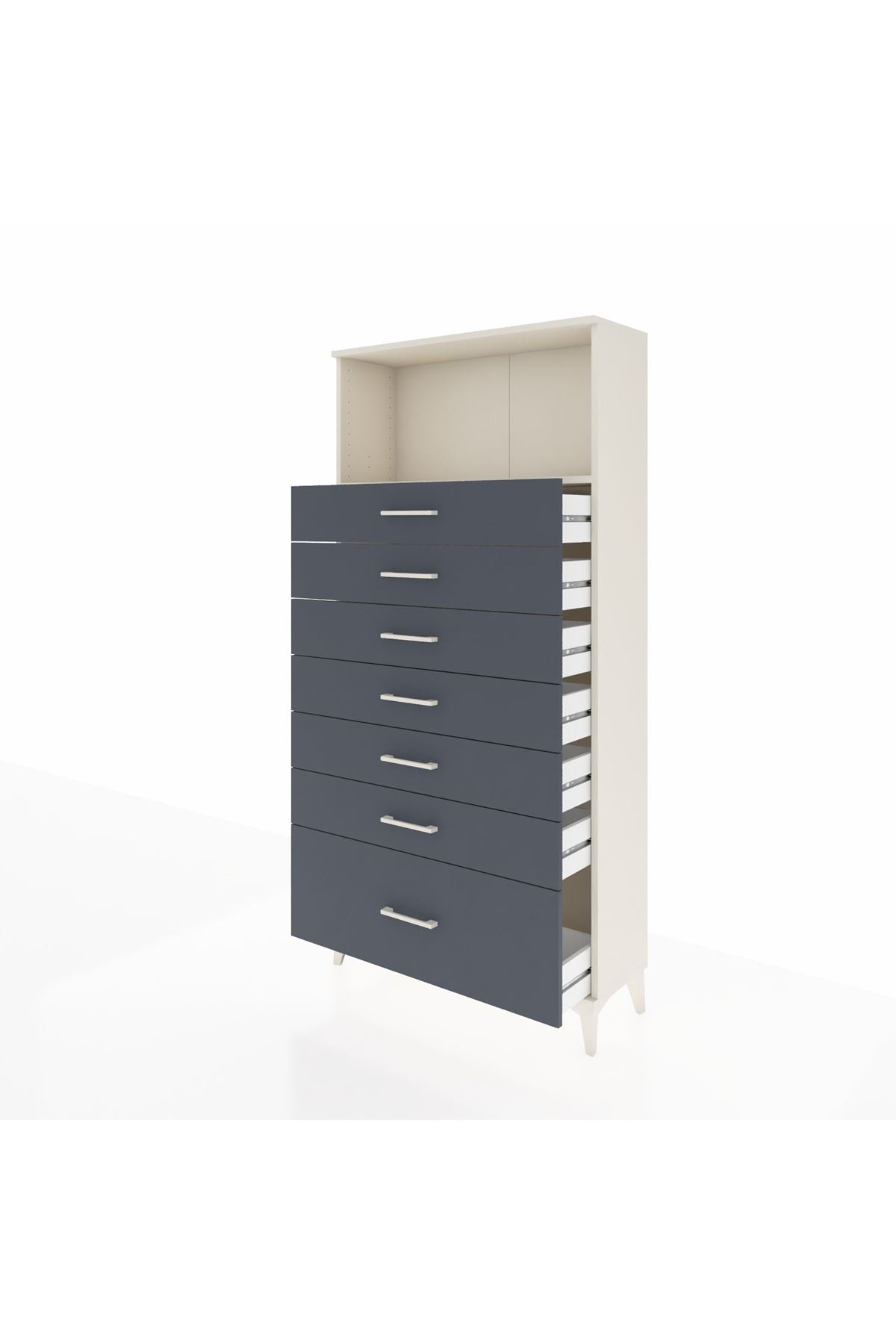 Arges Dolap Tek Raflı 7 Çekmeceli 88x30x182 Aytaşı-Antrasit