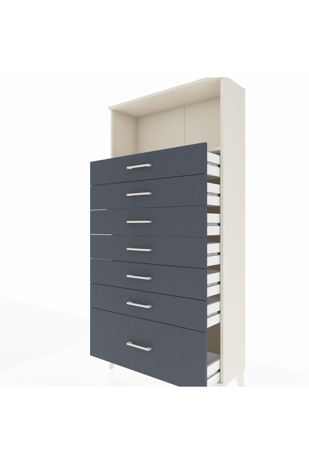 Arges Dolap Tek Raflı 7 Çekmeceli 88x30x182 Aytaşı-Antrasit