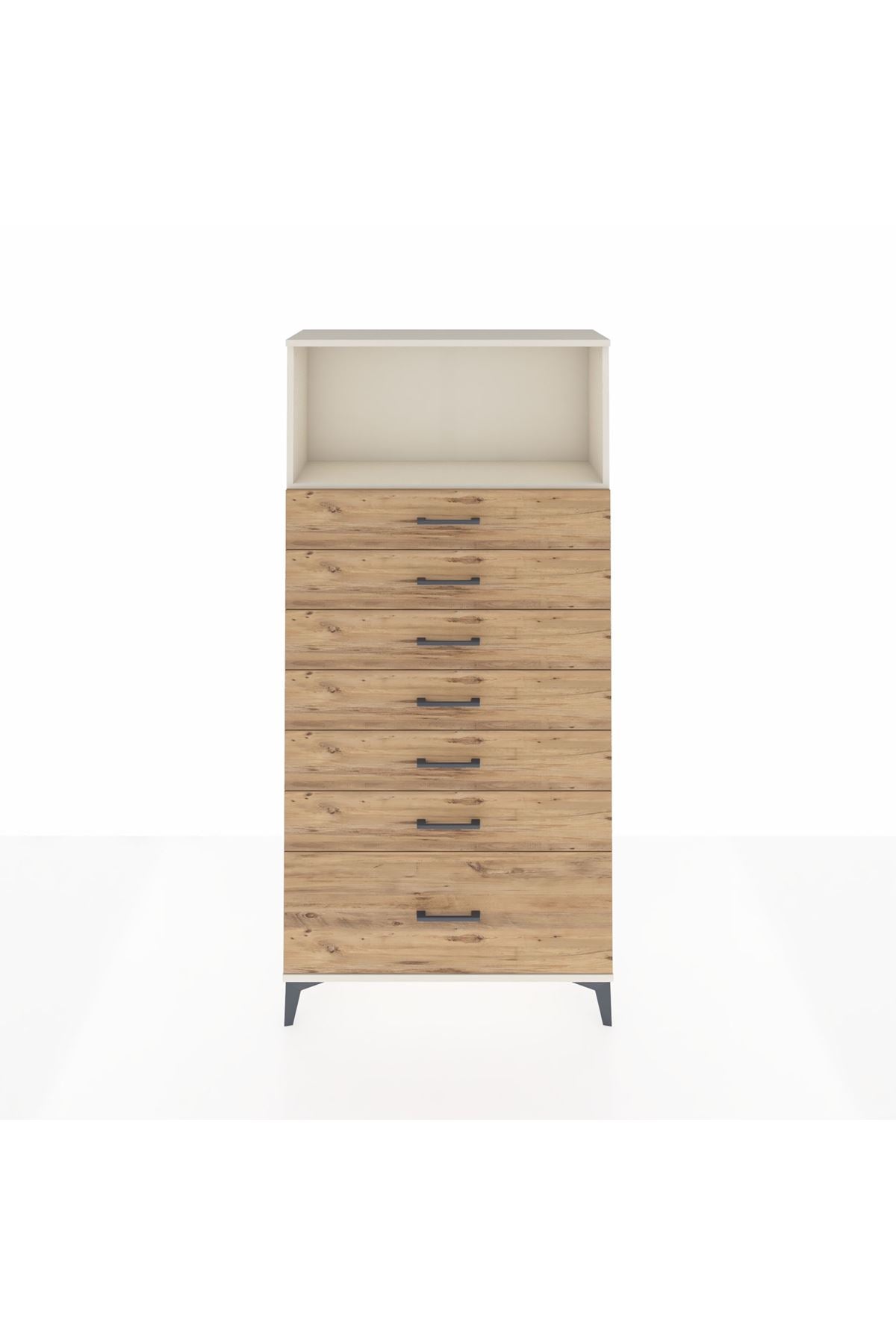 Arges Dolap Tek Raflı 7 Çekmeceli 88x30x182 Aytaşı-Çam