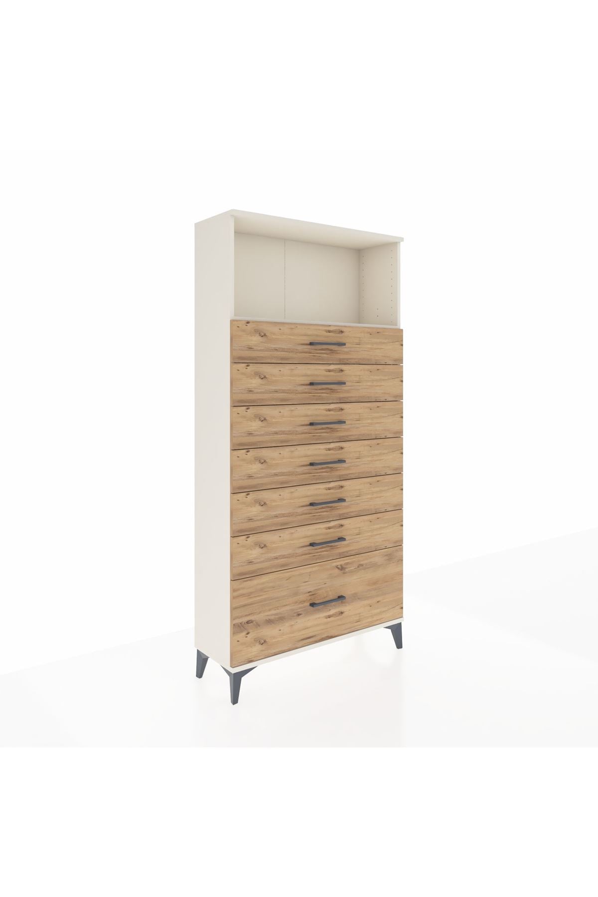 Arges Dolap Tek Raflı 7 Çekmeceli 88x30x182 Aytaşı-Çam