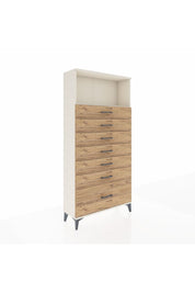 Arges Dolap Tek Raflı 7 Çekmeceli 88x30x182 Aytaşı-Çam