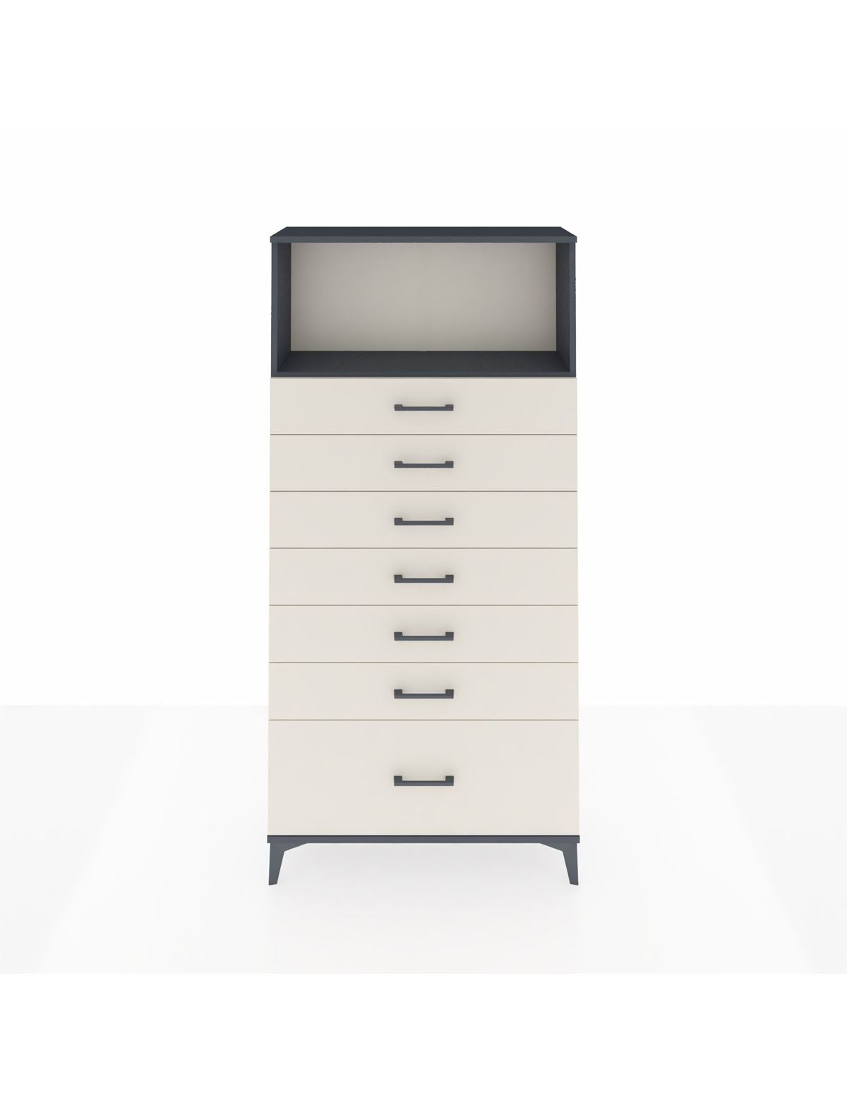 Arges Dolap Tek Raflı 7 Çekmeceli 88x30x182 Antrasit-Aytaşı