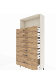 Arges Dolap Tek Raflı 7 Çekmeceli 88x30x182 Aytaşı-Çam