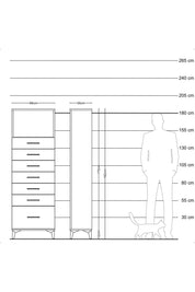 Arges Dolap Tek Raflı 7 Çekmeceli 88x30x182 Aytaşı-Çam