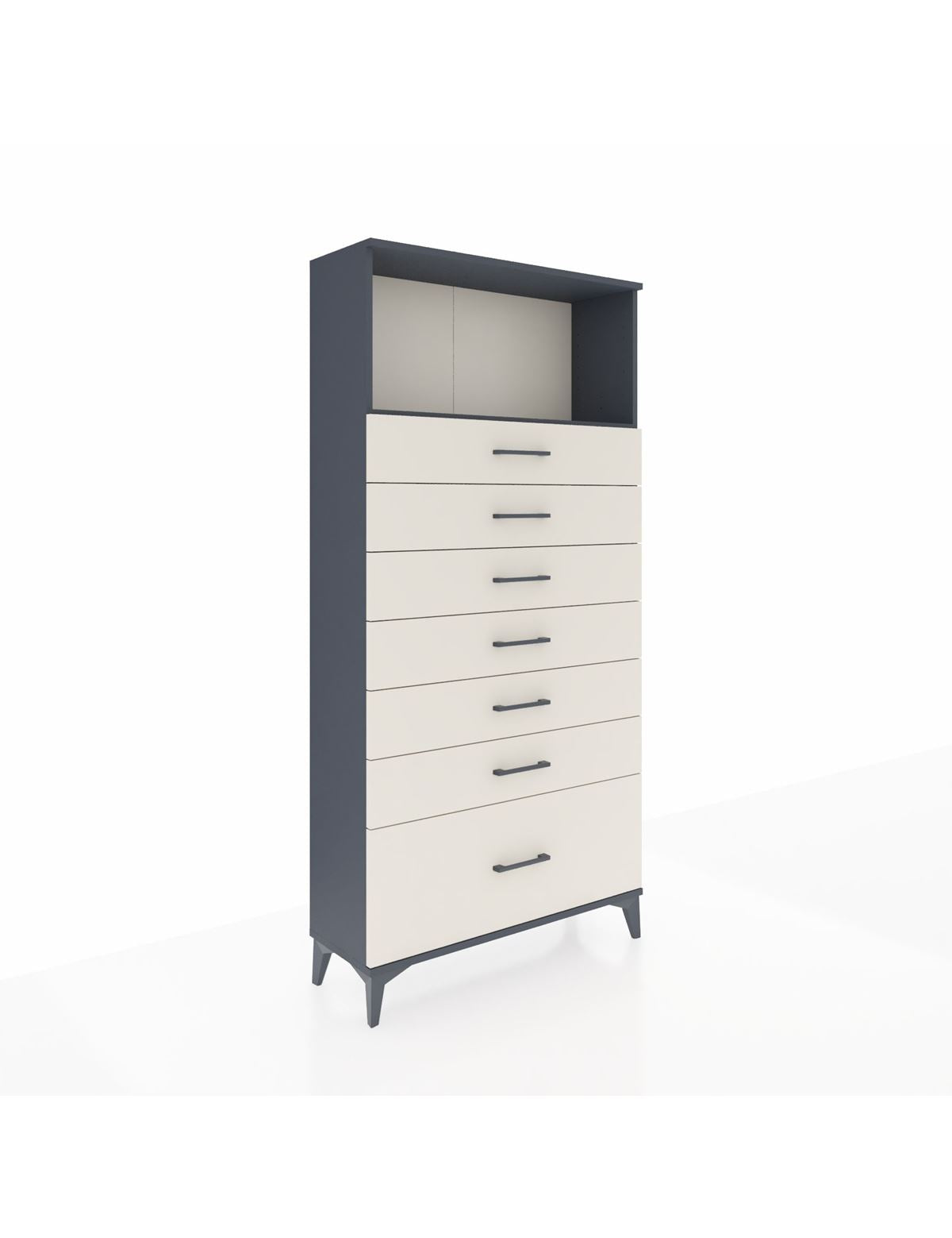 Arges Dolap Tek Raflı 7 Çekmeceli 88x30x182 Antrasit-Aytaşı