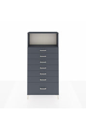 Arges Dolap Tek Raflı 7 Çekmeceli 88x30x182 Antrasit-Antrasit