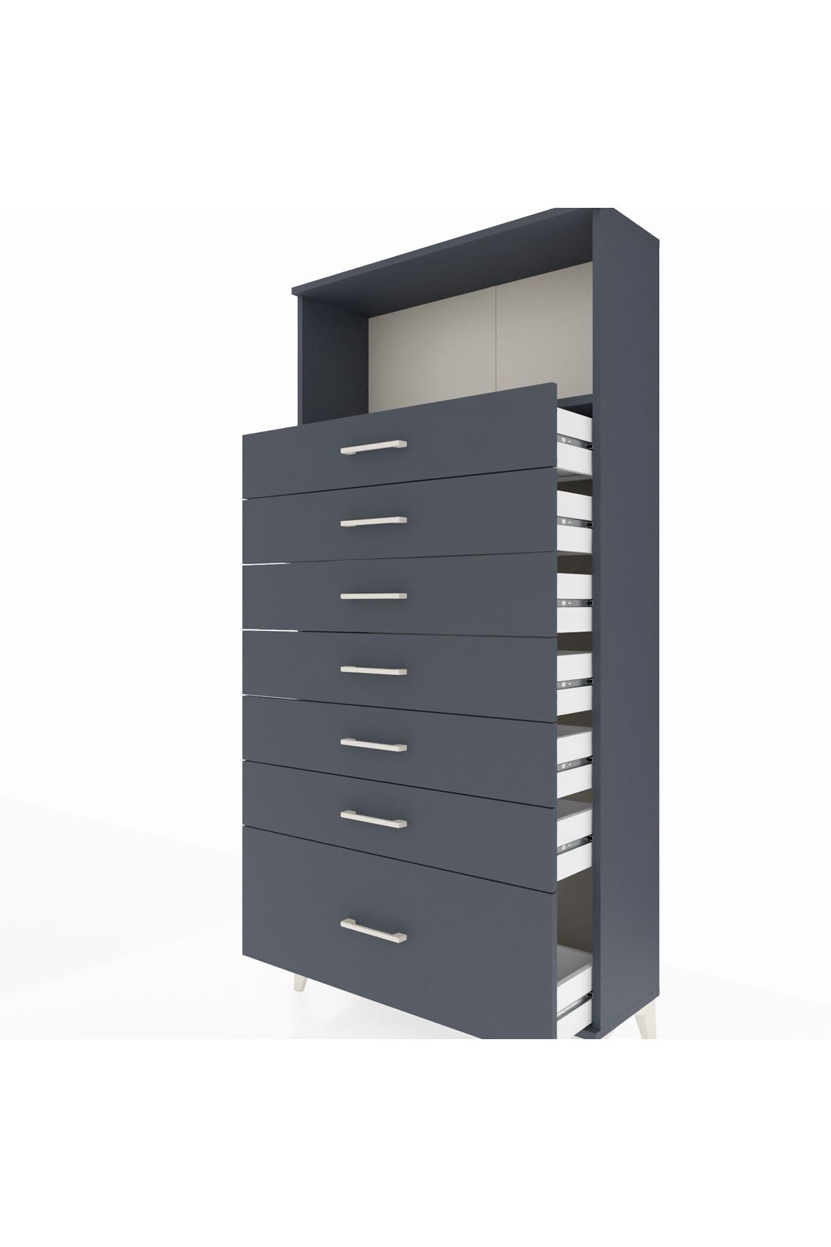 Arges Dolap Tek Raflı 7 Çekmeceli 88x30x182 Antrasit-Antrasit