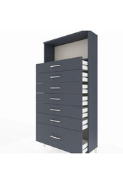 Arges Dolap Tek Raflı 7 Çekmeceli 88x30x182 Antrasit-Antrasit