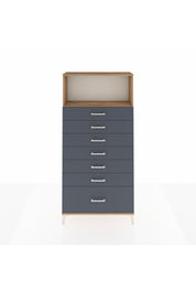 Arges Dolap Tek Raflı 7 Çekmeceli 88x30x182 Çam-Antrasit