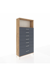 Arges Dolap Tek Raflı 7 Çekmeceli 88x30x182 Çam-Antrasit