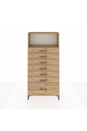 Arges Dolap Tek Raflı 7 Çekmeceli 88x30x182 Çam-Çam