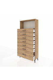 Arges Dolap Tek Raflı 7 Çekmeceli 88x30x182 Çam-Çam