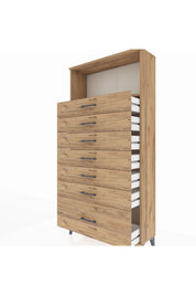 Arges Dolap Tek Raflı 7 Çekmeceli 88x30x182 Çam-Çam