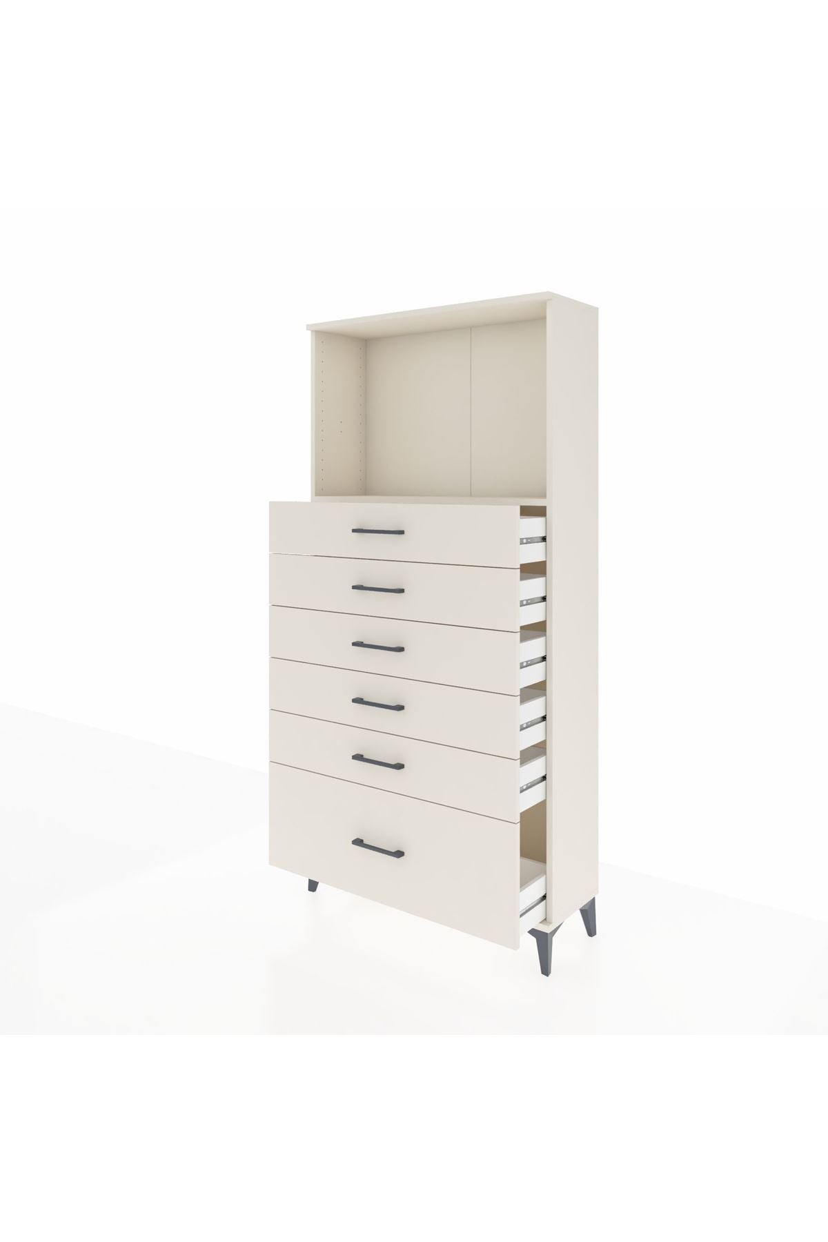 Arges Dolap Tek Raflı 6 Çekmeceli 88x30x182 Aytaşı-Aytaşı