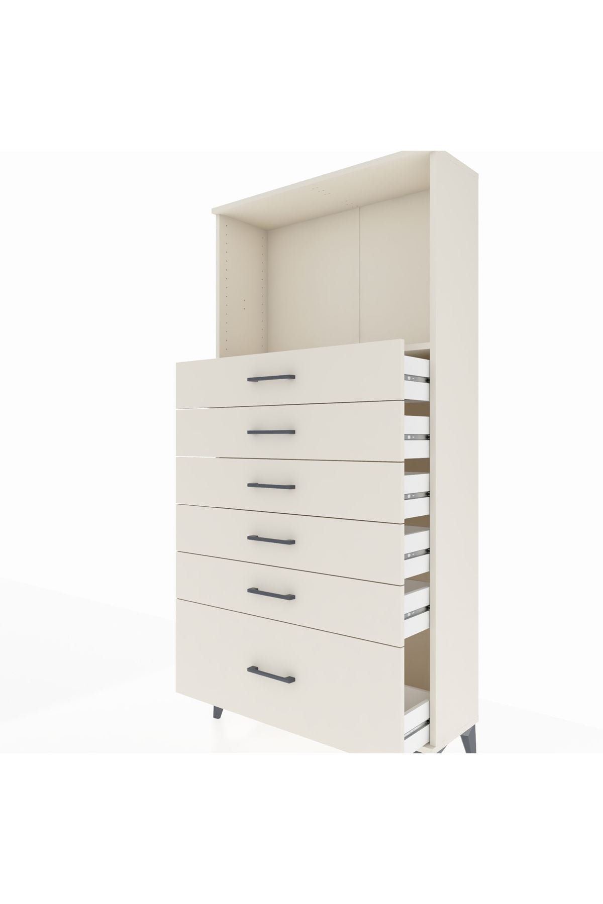 Arges Dolap Tek Raflı 6 Çekmeceli 88x30x182 Aytaşı-Aytaşı