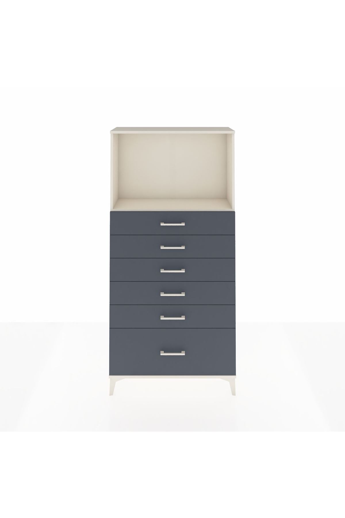 Arges Dolap Tek Raflı 6 Çekmeceli 88x30x182 Aytaşı-Antrasit