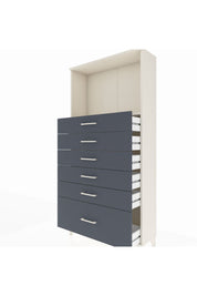 Arges Dolap Tek Raflı 6 Çekmeceli 88x30x182 Aytaşı-Antrasit