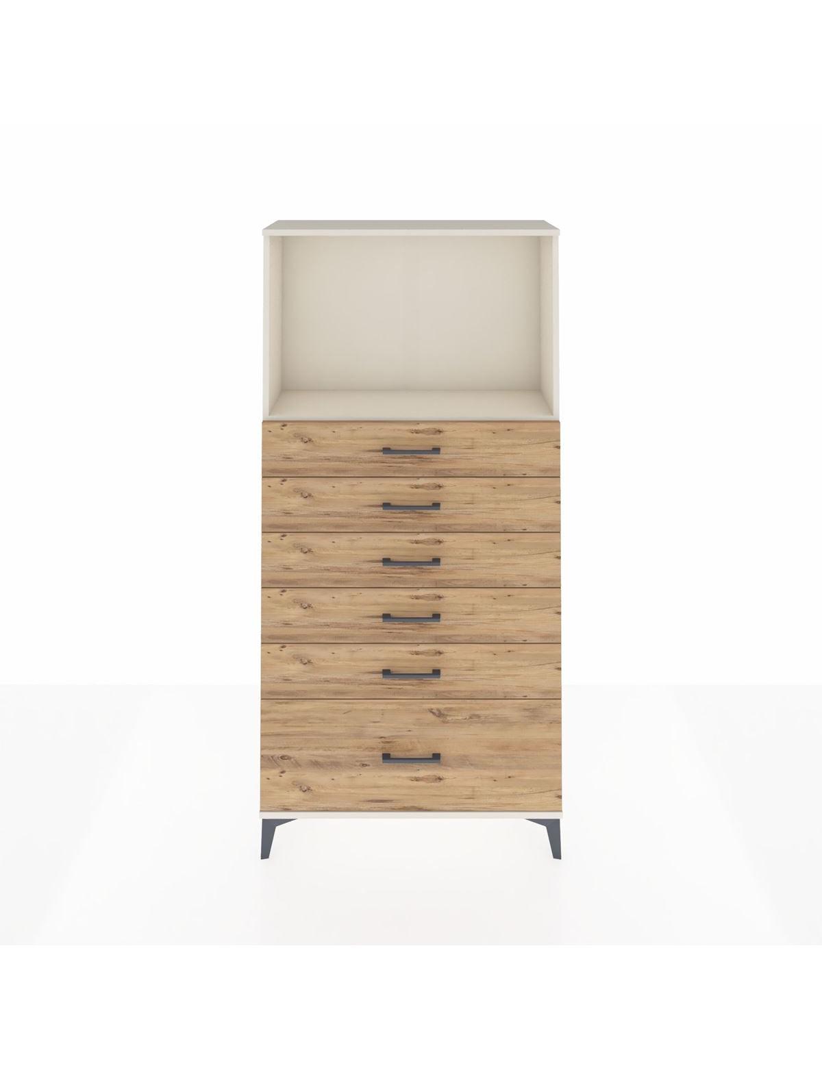 Arges Dolap Tek Raflı 6 Çekmeceli 88x30x182 Aytaşı-Çam