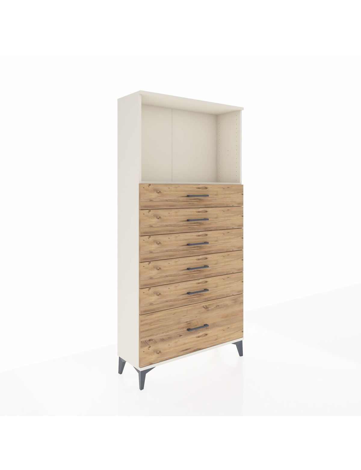 Arges Dolap Tek Raflı 6 Çekmeceli 88x30x182 Aytaşı-Çam