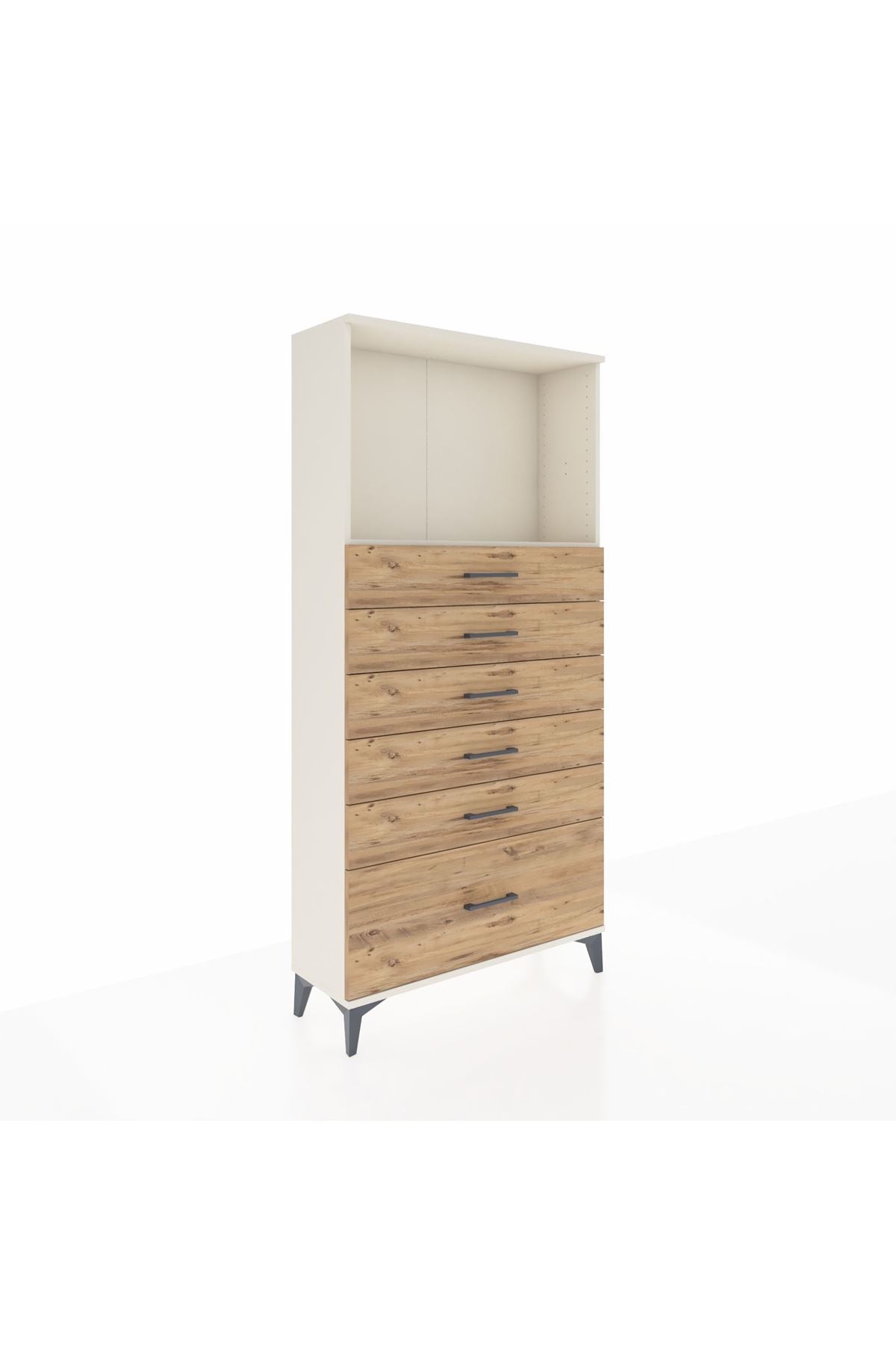 Arges Dolap Tek Raflı 6 Çekmeceli 88x30x182 Aytaşı-Çam