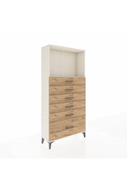 Arges Dolap Tek Raflı 6 Çekmeceli 88x30x182 Aytaşı-Çam