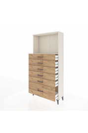 Arges Dolap Tek Raflı 6 Çekmeceli 88x30x182 Aytaşı-Çam