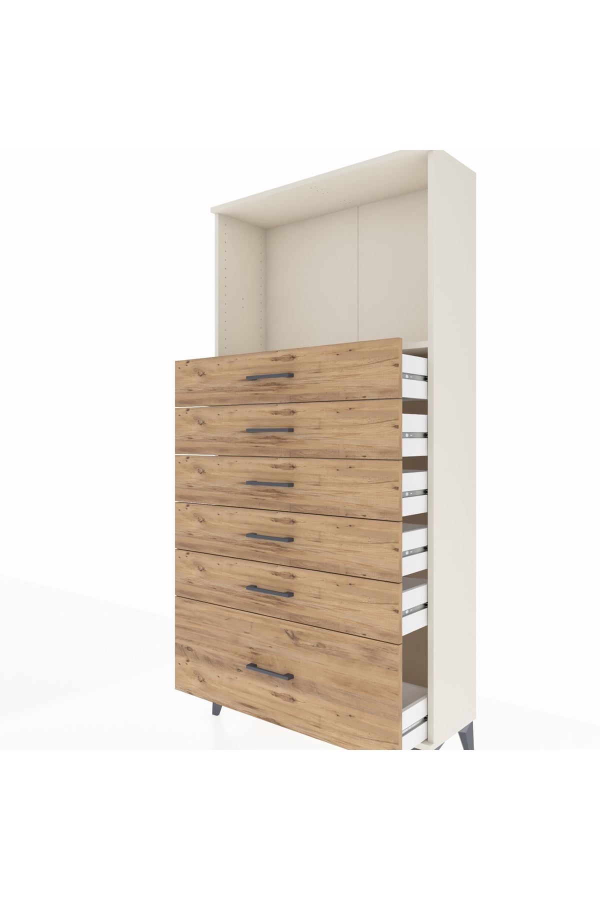 Arges Dolap Tek Raflı 6 Çekmeceli 88x30x182 Aytaşı-Çam