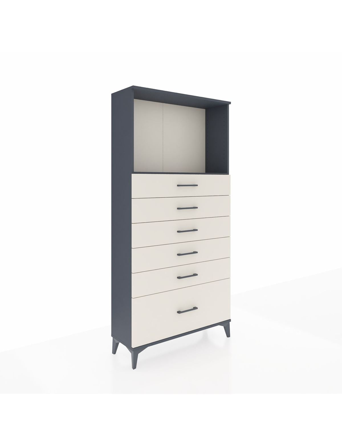 Arges Dolap Tek Raflı 6 Çekmeceli 88x30x182 Antrasit-Aytaşı