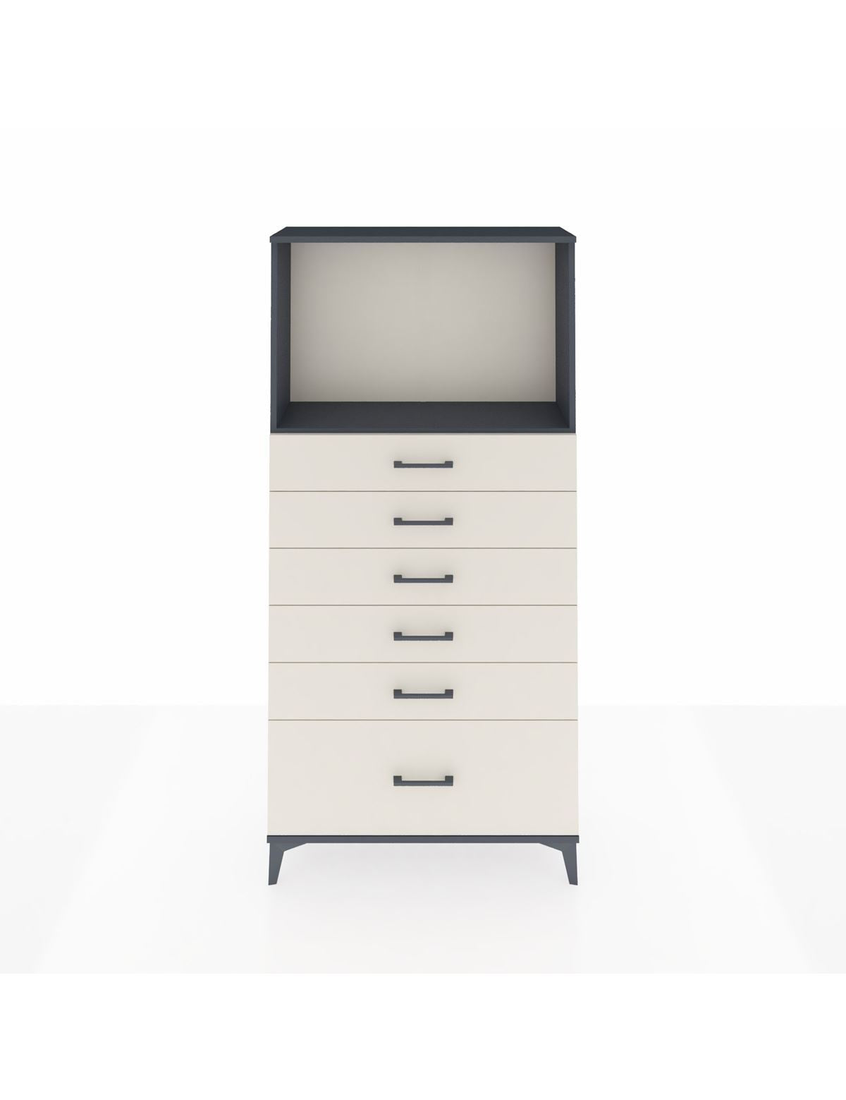 Arges Dolap Tek Raflı 6 Çekmeceli 88x30x182 Antrasit-Aytaşı