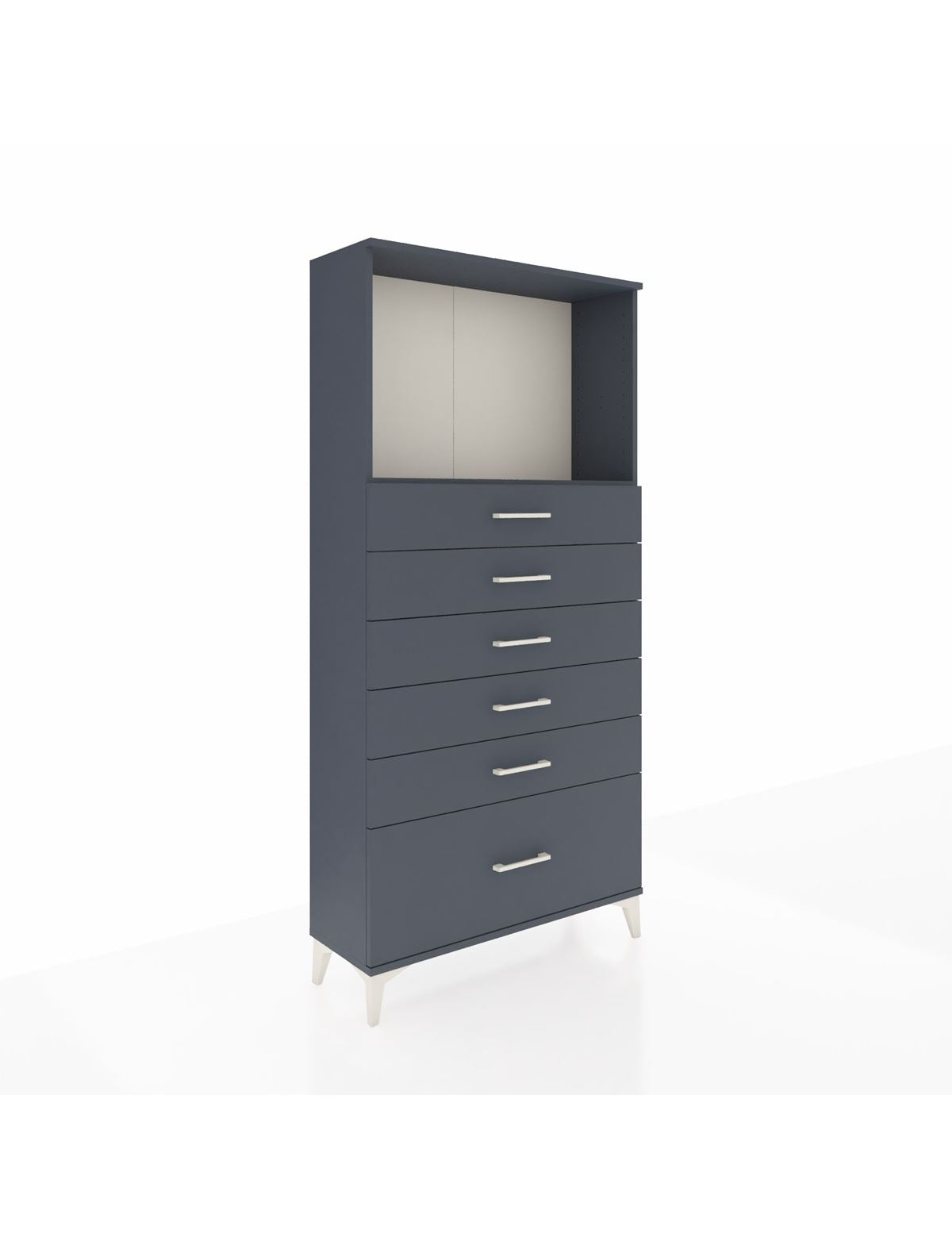 Arges Dolap Tek Raflı 6 Çekmeceli 88x30x182 Antrasit-Antrasit