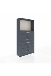 Arges Dolap Tek Raflı 6 Çekmeceli 88x30x182 Antrasit-Antrasit