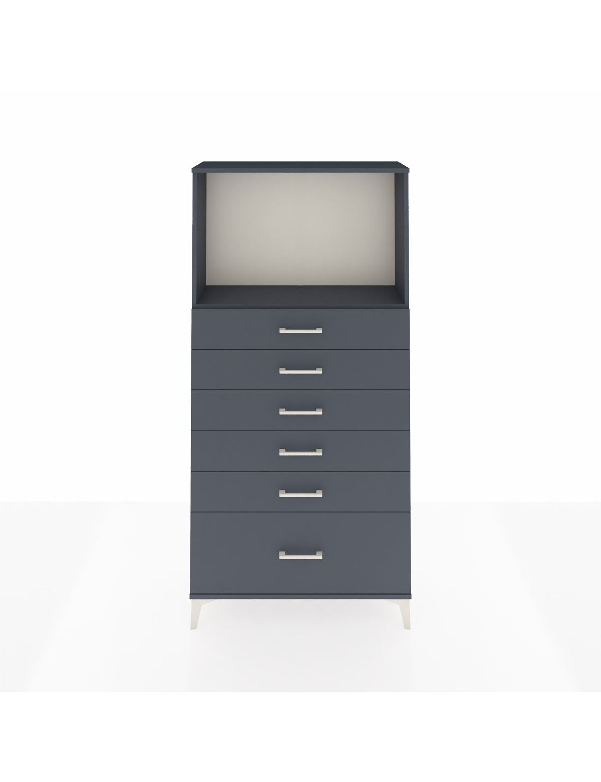 Arges Dolap Tek Raflı 6 Çekmeceli 88x30x182 Antrasit-Antrasit