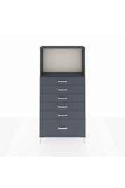 Arges Dolap Tek Raflı 6 Çekmeceli 88x30x182 Antrasit-Antrasit