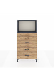 Arges Dolap Tek Raflı 6 Çekmeceli 88x30x182 Antrasit-Çam