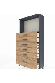 Arges Dolap Tek Raflı 6 Çekmeceli 88x30x182 Antrasit-Çam