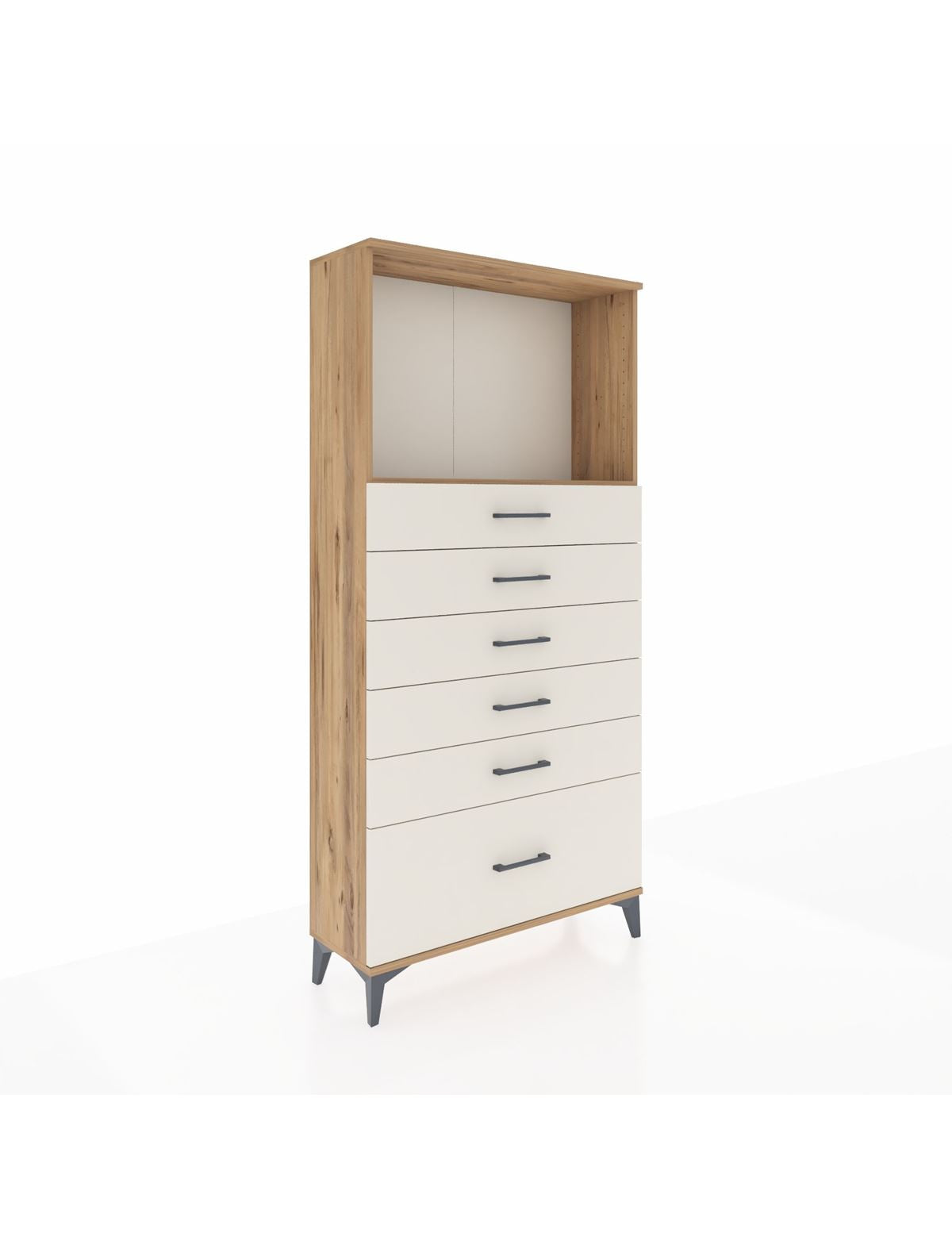 Arges Dolap Tek Raflı 6 Çekmeceli 88x30x182 Çam-Aytaşı