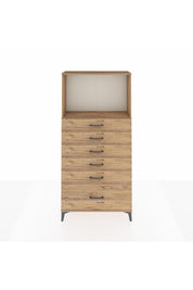 Arges Dolap Tek Raflı 6 Çekmeceli 88x30x182 Çam-Çam