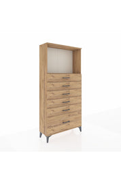 Arges Dolap Tek Raflı 6 Çekmeceli 88x30x182 Çam-Çam