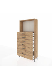 Arges Dolap Tek Raflı 6 Çekmeceli 88x30x182 Çam-Çam