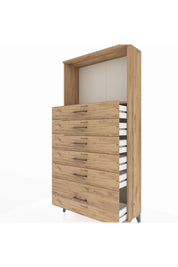 Arges Dolap Tek Raflı 6 Çekmeceli 88x30x182 Çam-Çam