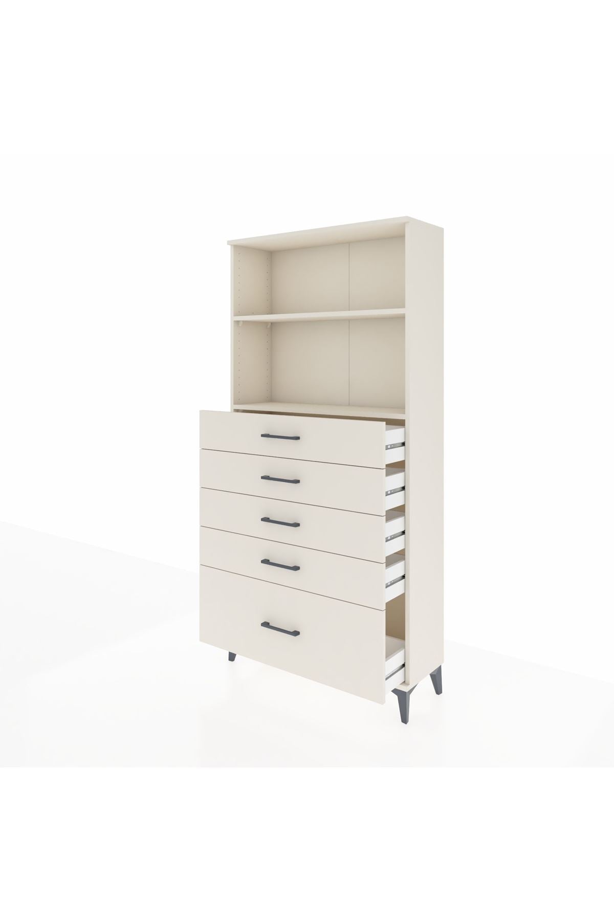 Arges Dolap 2 Raflı 5 Çekmeceli 88x30x182 Aytaşı-Aytaşı