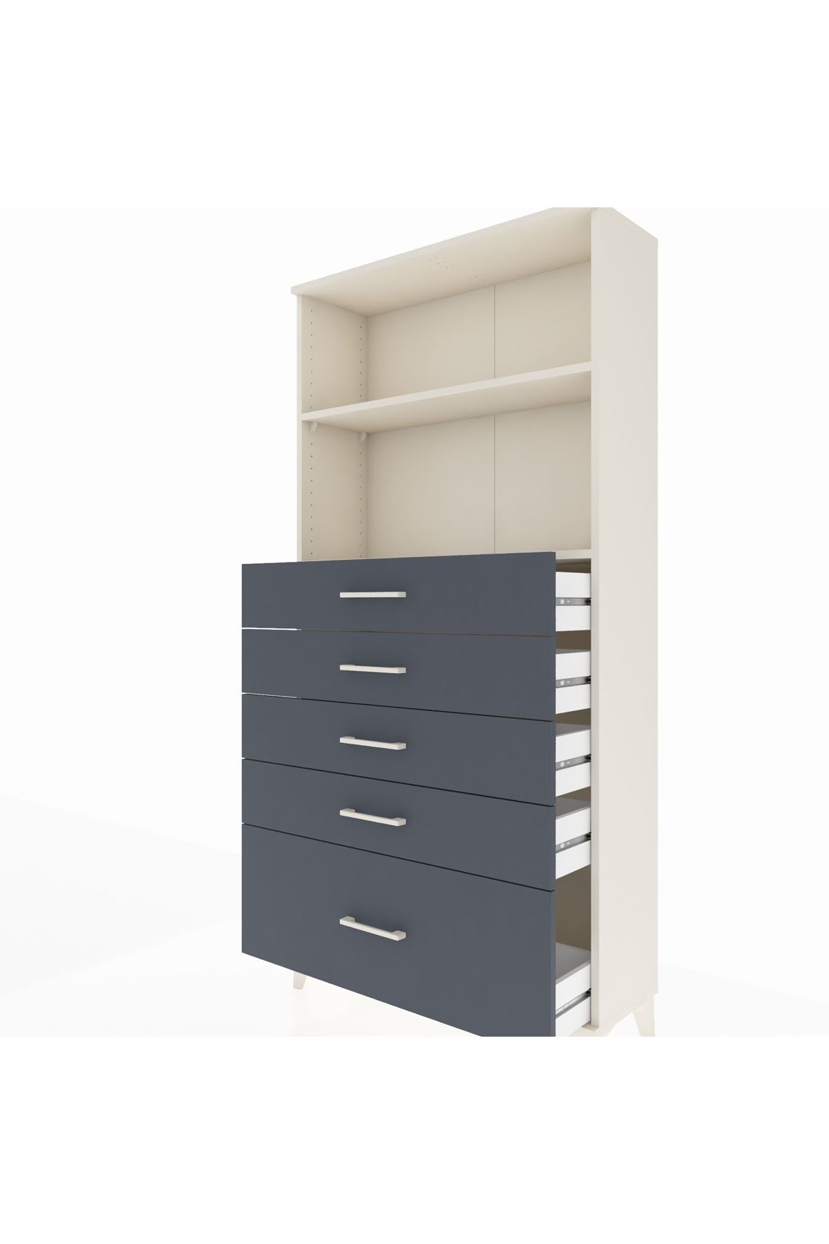 Arges Dolap 2 Raflı 5 Çekmeceli 88x30x182 Aytaşı-Antrasit